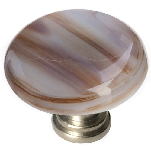 Sietto R-305-SN Cirrus White Brown Round Knob with Satin Nickel Base