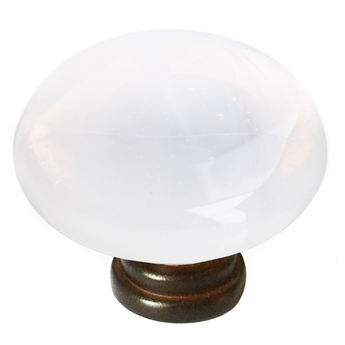 Sietto R-400-ORB Cirrus White Round Knob with Oil-Rubbed Bronze Base