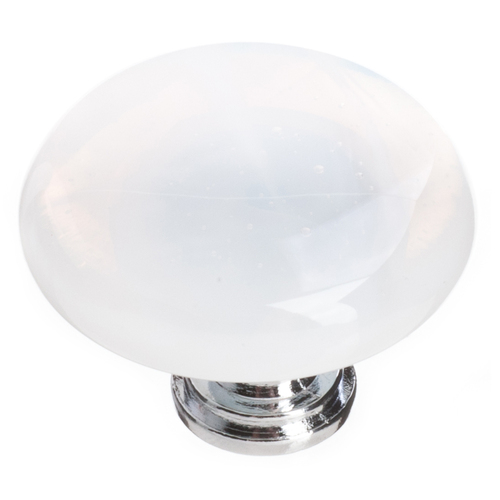 Sietto R-400-PC Cirrus White Round Knob with Polished Chrome Base