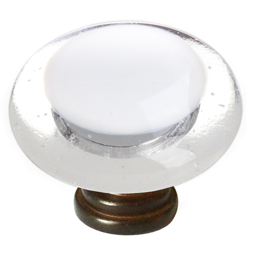 Sietto R-701-ORB White Round Knob with Oil-Rubbed Bronze Base