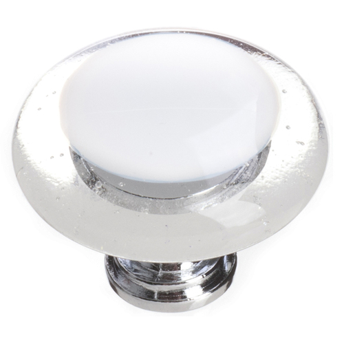 Sietto R-701-PC Reflective White Round Knob with Polished Chrome Base