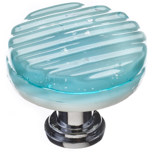 Sietto R-801-PC Reed Aqua Round Knob with Polished Chrome Base