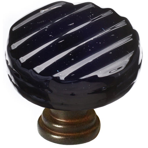 Sietto R-802-ORB Reed Black Round Knob with Oil-Rubbed Bronze Base