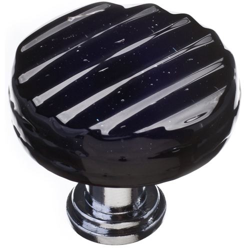 Sietto R-802-PC Reed Black Round Knob with Polished Chrome Base