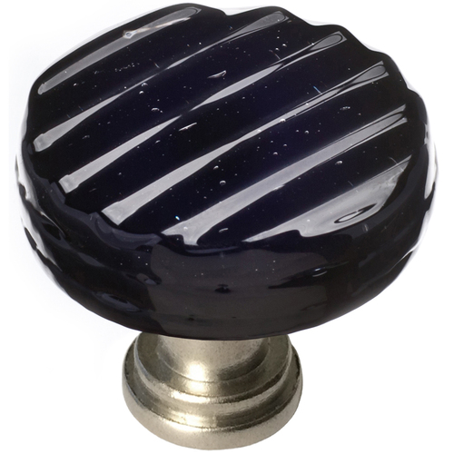Sietto R-802-SN Reed Black Round Knob with Satin Nickel Base