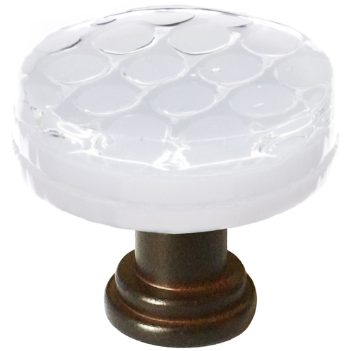 Sietto R-900-ORB Honeycomb White Round Knob with Oil-Rubbed Bronze Base