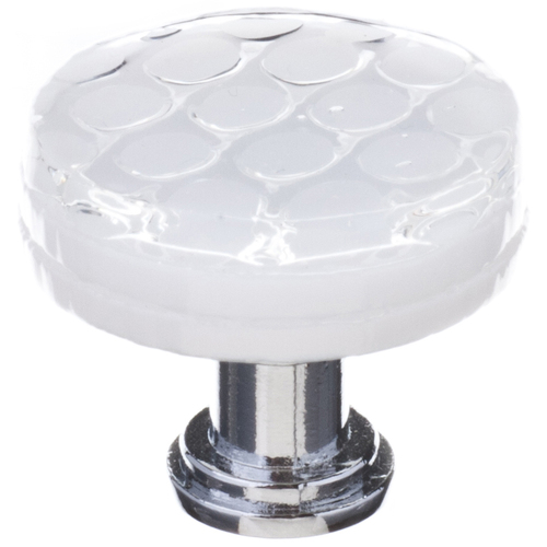 Sietto R-900-PC Honeycomb White Round Knob with Polished Chrome Base