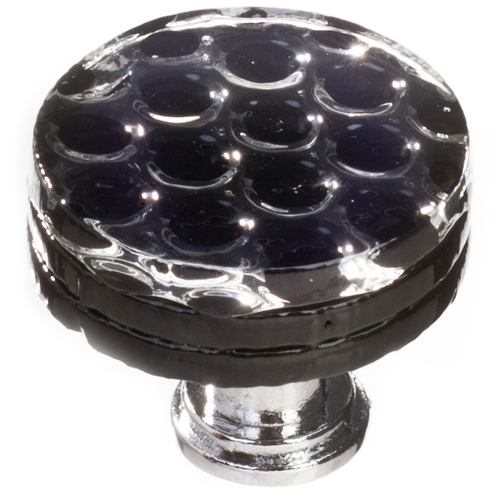 Sietto R-902-PC Honeycomb Black Round Knob with Polished Chrome Base
