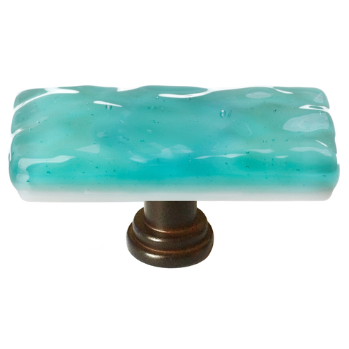 Sietto SLK-207-ORB Skinny Glacier Aqua Long Knob with Oil-Rubbed Bronze Base