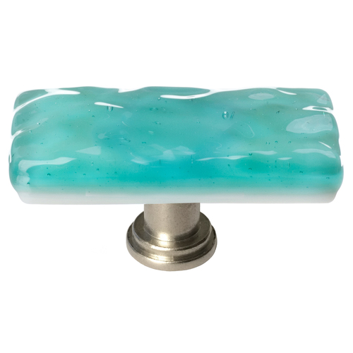Sietto SLK-207-SN Skinny Glacier Aqua Long Knob with Satin Nickel Base