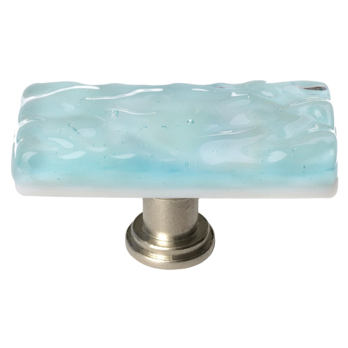 Sietto SLK-208-SN Skinny Glacier Aqua Long Knob with Satin Nickel Base