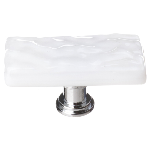 Sietto SLK-212-PC Skinny Glacier White Long Knob with Polished Chrome Base