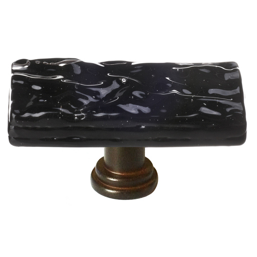 Sietto SLK-213-ORB Skinny Glacier Black Long Knob with Oil-Rubbed Bronze Base