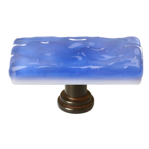 Sietto SLK-219-ORB Skinny Glacier Sky Blue Long Knob with Oil-Rubbed Bronze Base