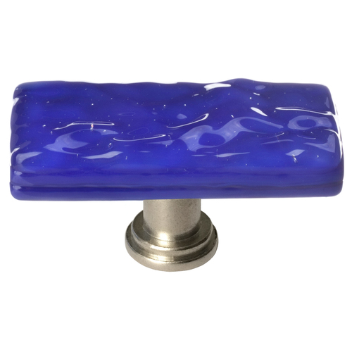 Sietto SLK-221-SN Skinny Glacier Cobalt Long Knob with Satin Nickel Base