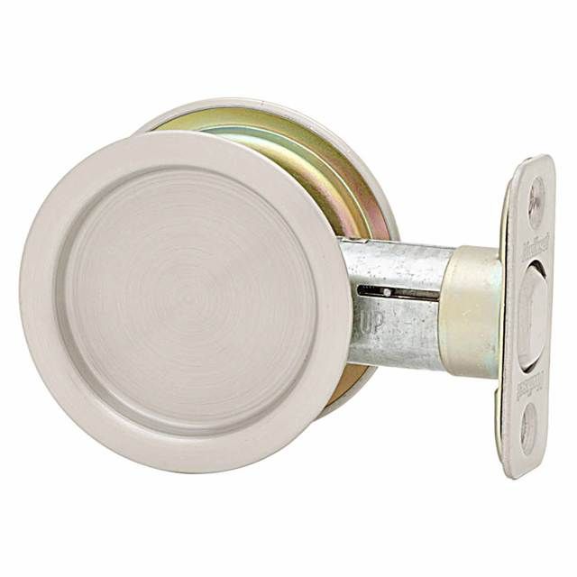 Kwikset 335 Privacy Round Pocket Door Lock, Satin Nickel