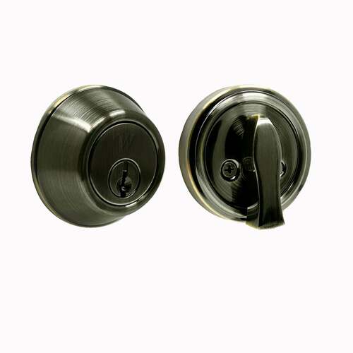 Weslock 00471-A-ASL23 Antique Brass Single Cylinder Deadbolt, Adjustable Latch, 2 1/4
