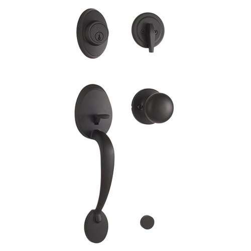 Weslock 02810-2S2FR2D Hillcrest Single Cylinder Handleset with Salem Knob - Matte Black