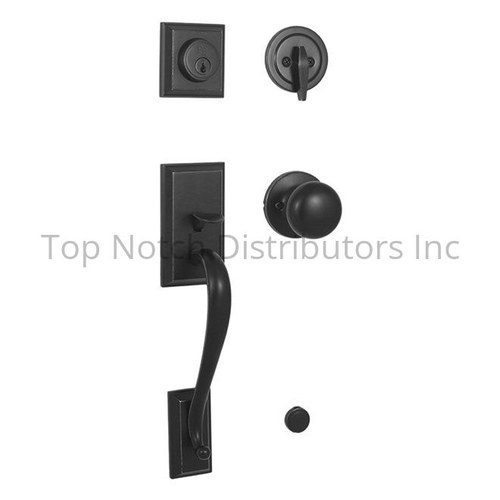 Weslock 02830-2S2FR2D Mercy Single Cylinder Handleset with Salem Knob - Matte Black Finish