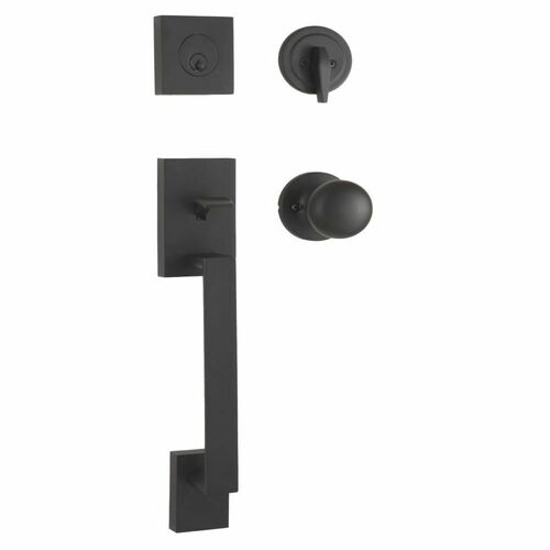 Weslock 02840-2S2FR2D Bailey Single Cylinder Handleset with Salem Knob - Matte Black Finish