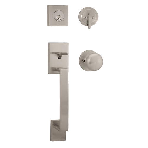 Weslock 02840-NSNFR2D Bailey Satin Nickel Single Cylinder Handleset with Salem Knob