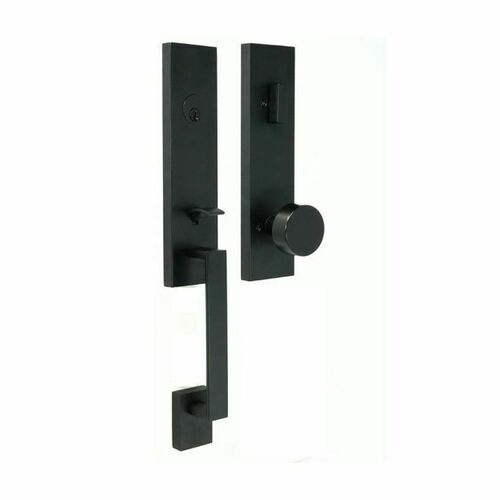 Weslock 02870-242SL2D Leighton Single Cylinder Handleset with Mesa Knob, Matte Black Finish