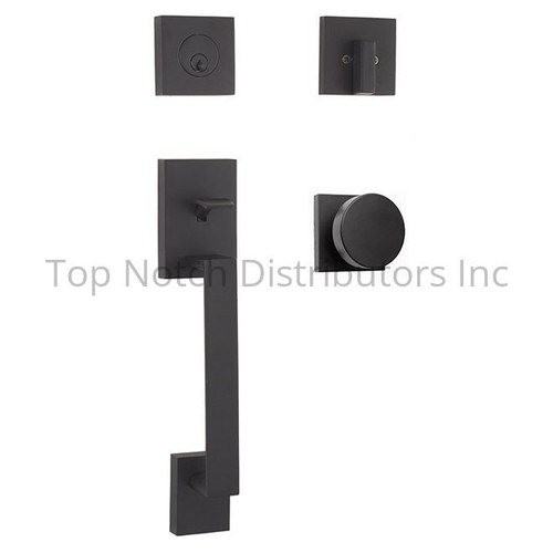 Weslock 02880-242FR2D Brookside Single Cylinder Handleset with Mesa Knob, Matte Black Finish