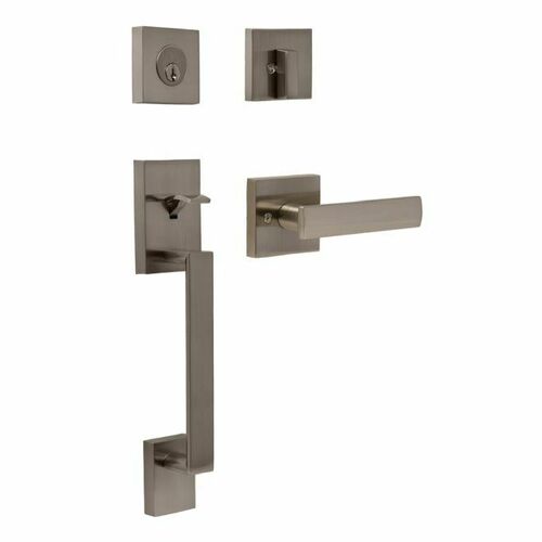Weslock 02880-N3NFR2D Brookside Single Cylinder Handleset with Utica Lever, Satin Nickel Finish