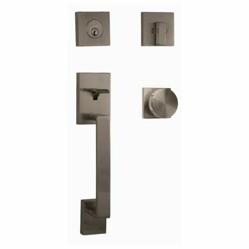 Weslock 02880-N4NFR2D Brookside Single Cylinder Handleset with Mesa Knob, Satin Nickel Finish