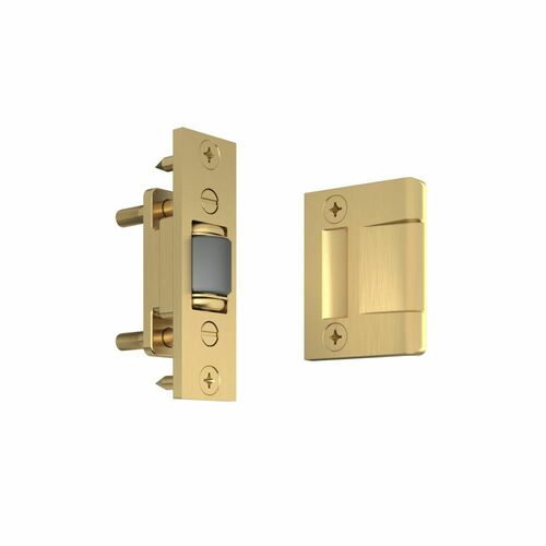 Baldwin 0430044 Satin Brass Roller Latch with Full Lip Strike, Lifetime Finish