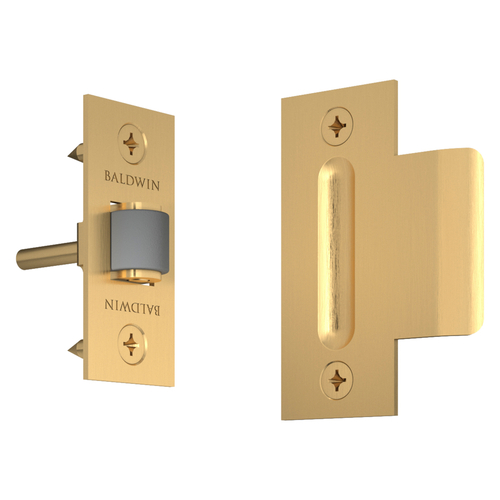 Baldwin 0440044 Adjustable Roller Catch - Satin Brass Finish