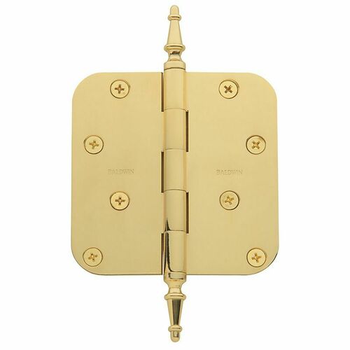 Baldwin 1093003I Steeple Tip Square Corner Hinge (2/Set) - Lifetime Brass Finish