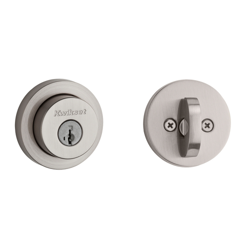 Kwikset 158RDT-15S.STRKP Milan Round Rose SmartKey Deadbolt with 6AL Latch STRKP, Satin Nickel