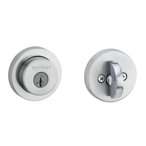 Kwikset 158RDT-26DS.STRKP Milan Round Rose SmartKey Deadbolt with 6AL Latch STRKP Satin Chrome Finish