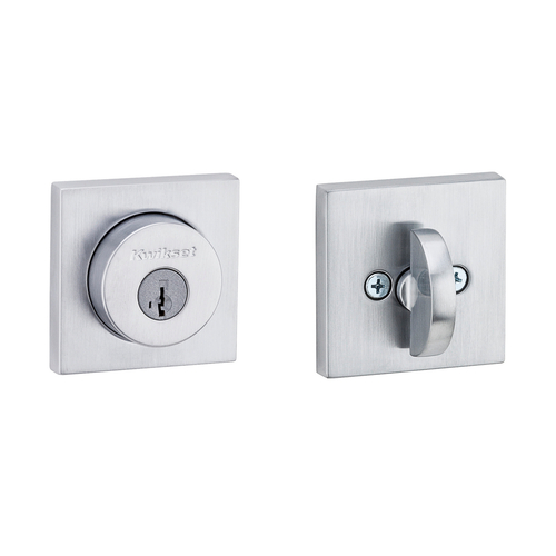 Kwikset 158SQT-26DS.STRKP Halifax Square Rose SmartKey Deadbolt with 6AL Latch STRKP Strike Pack, Satin Chrome
