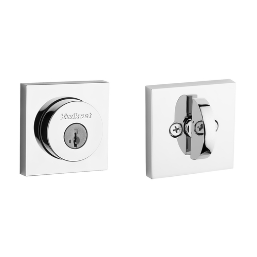 Kwikset 158SQT-26S.STRKP Halifax Square Rose SmartKey Deadbolt with 6AL Latch STRKP Strikes, KA3 Chrome