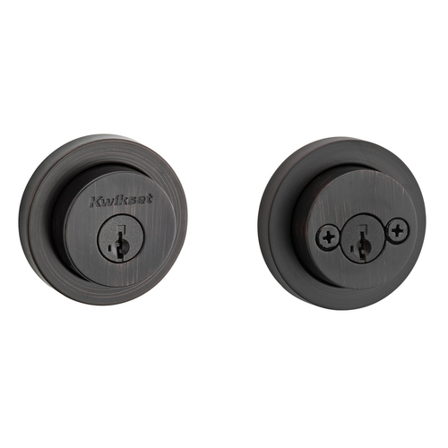 Kwikset 159RDT-11PS.STRKP Milan Round Rose Double Cylinder Deadbolt SmartKey, Venetian Bronze Finish