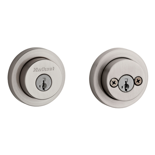 Kwikset 159RDT-15S.STRKP Milan Round Rose Double Cylinder Deadbolt SmartKey, Satin Nickel Finish