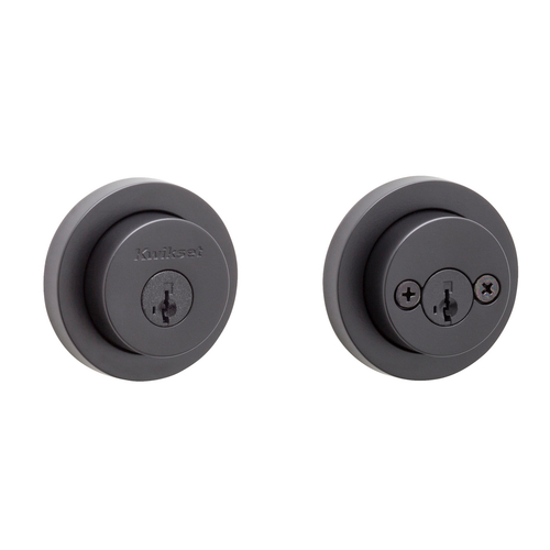 Kwikset 159RDT-514S.STRKP Milan Round Rose Double Cylinder Deadbolt SmartKey, Matte Black Finish