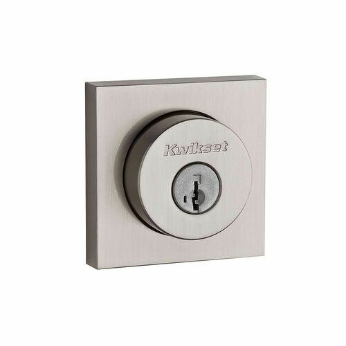 Kwikset 159SQT-15S.STRKP Halifax Square Rose Double Cylinder Deadbolt SmartKey, Satin Nickel Finish