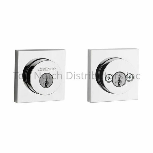 Kwikset 159SQT-26S.STRKP Halifax Square Rose Double Cylinder Deadbolt SmartKey, Bright Chrome Finish