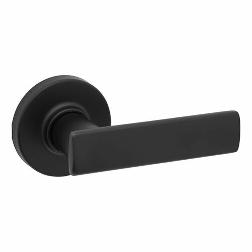 Kwikset 200BRNLRDT-514 Breton Lever Passage Lock, Round Rose, 6AL Latch, RCS Strike, Matte Black