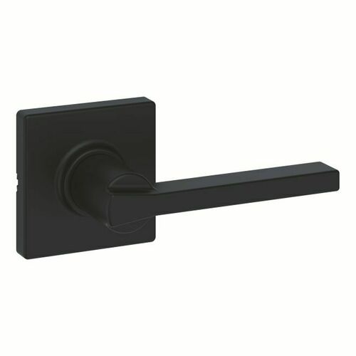 Kwikset 200CSLSQT-514 Casey Matte Black Passage Lever Lock with Square Rose and 6AL Latch