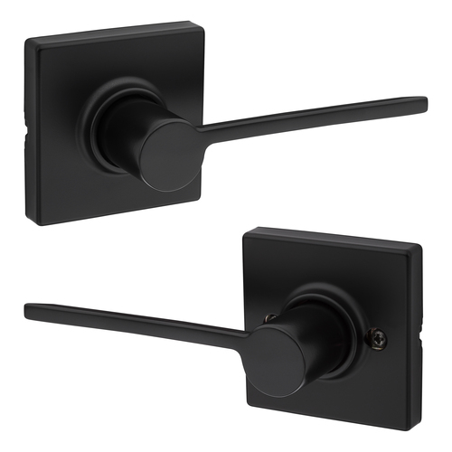 Kwikset 200LRLSQT-514 Ladera Matte Black Passage Lever Lockset with Square Rose and 6AL Latch