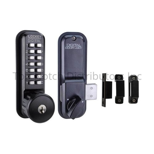 Lockey USA 2200JBMGKO Keyless Surface Mount Deadbolt with Key Override - Jet Black Marine Grade