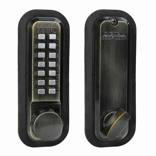 Lockey USA 2210AB Keyless Mechanical Deadbolt, Antique Brass Finish