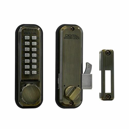 Lockey USA 2500AB Keyless Surface Mount Hook Bolt - Antique Brass Finish