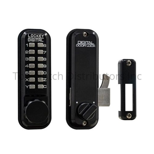 Lockey USA 2500JBMG Keyless Surface Mount Hook Bolt - Jet Black Marine Grade Finish