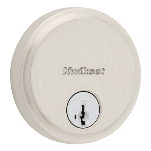 Kwikset 258-15S.STRKP Hometown Low Profile SmartKey Deadbolt with 6AL Latch STRKP Strikes, KA3 Satin Nickel