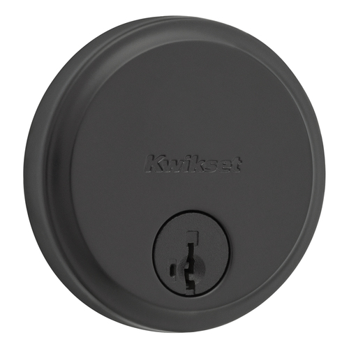 Kwikset 258-514S.STRKP Hometown Low Profile SmartKey Deadbolt with 6AL Latch STRKP Strikes, KA3 Black